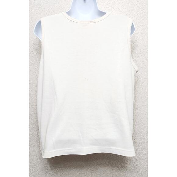 Draper's & Damon's Cream Sleeveless Top PM Lightweight Soft Stretch Round Neck - Picture 2 of 4
